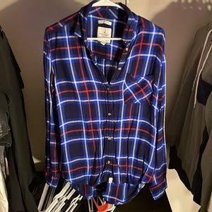 American Eagle women’s blue/red flannel. Size large.